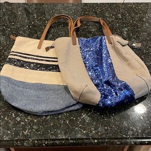 Stylish Blue and Tan Women's Gap Tote Bag